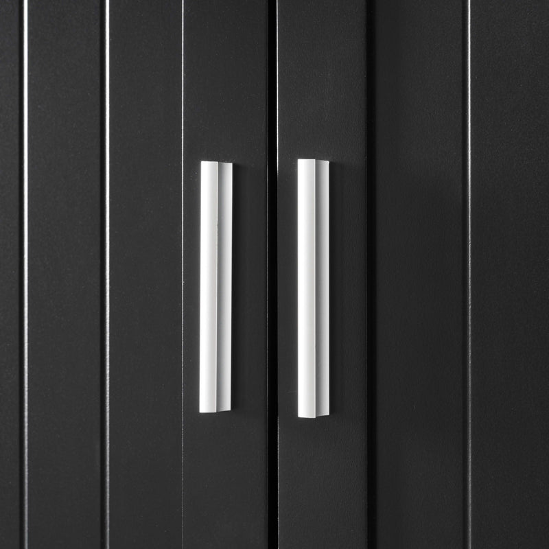 Freestanding Tall Bathroom Cabinet With Soft Close Doors And Adjustable Shelves - Black