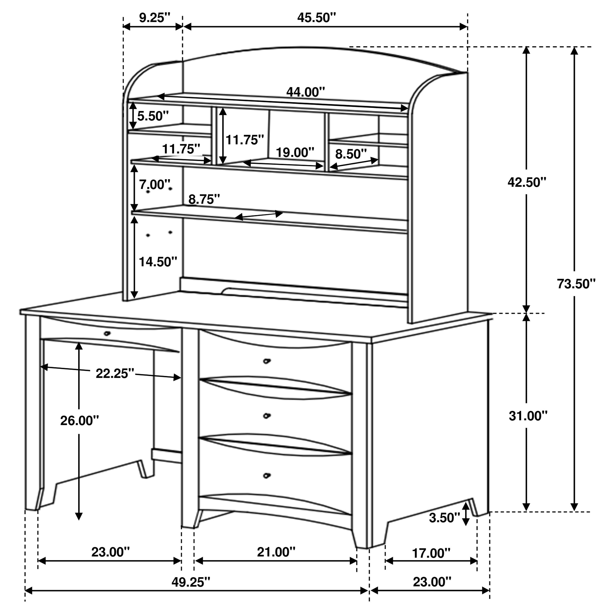 Phoenix Desk Hutch with Shelves Cappuccino — view 3