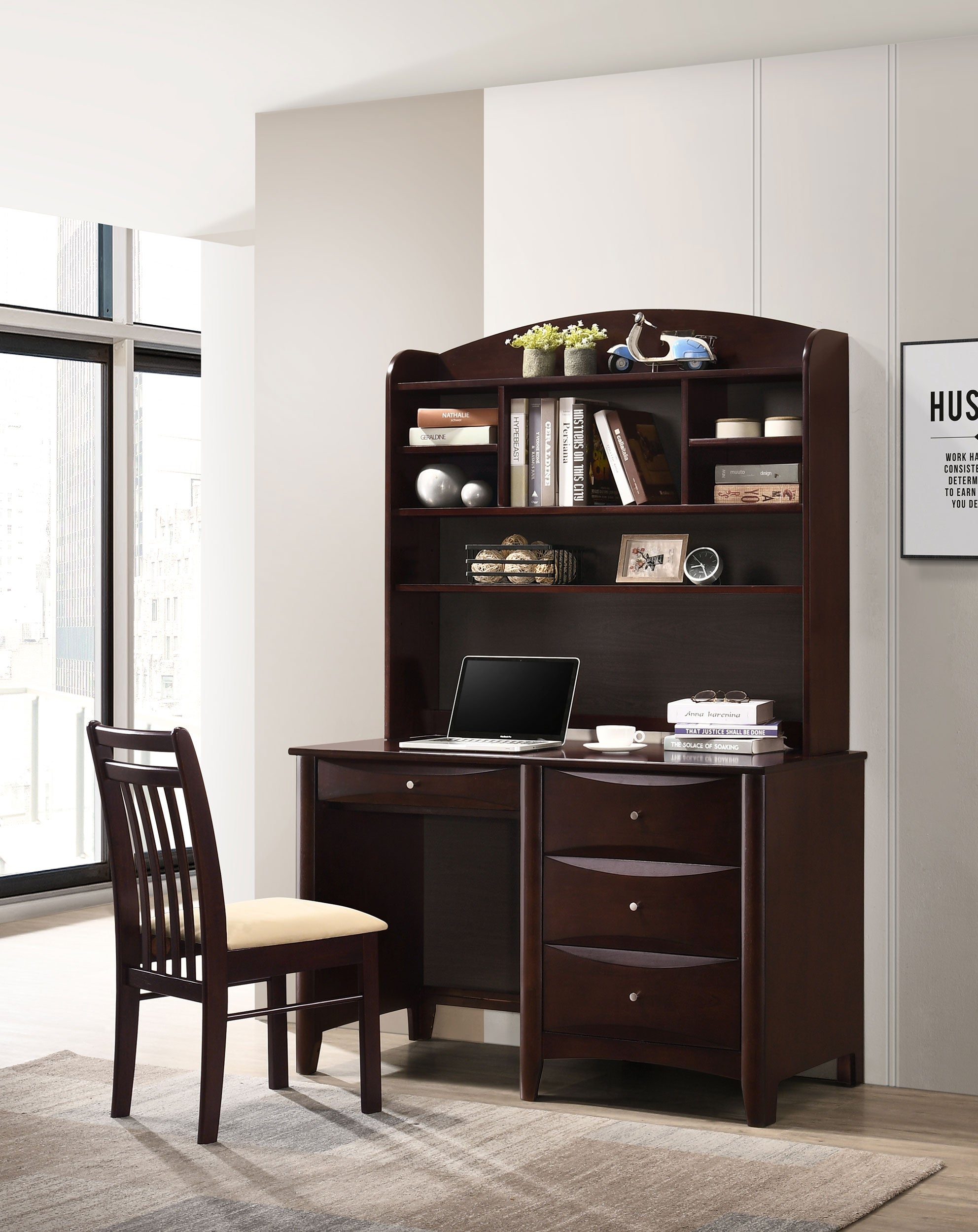 Phoenix Desk Hutch with Shelves Cappuccino — view 5
