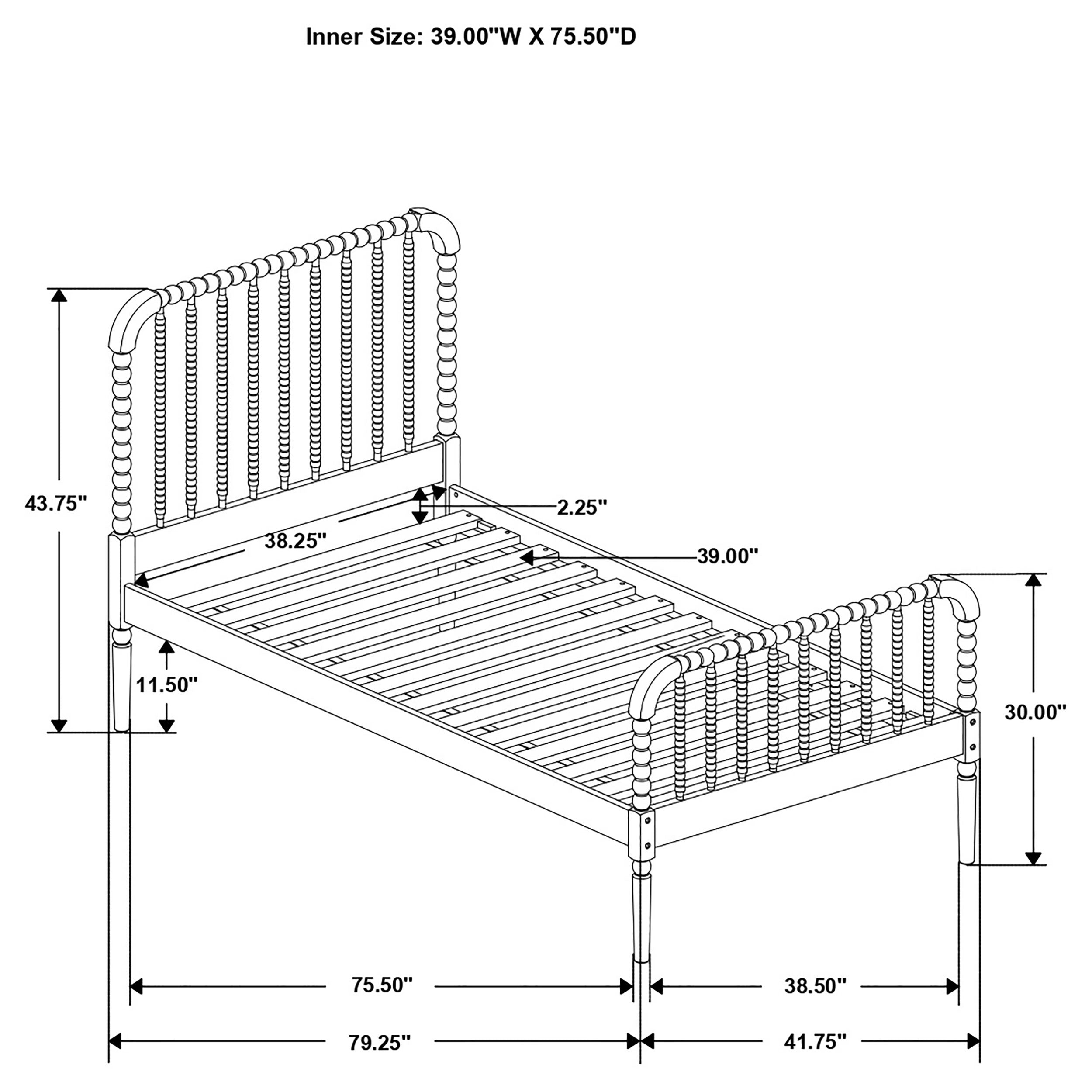 Jones Wood Twin Open Frame Bed White — view 11