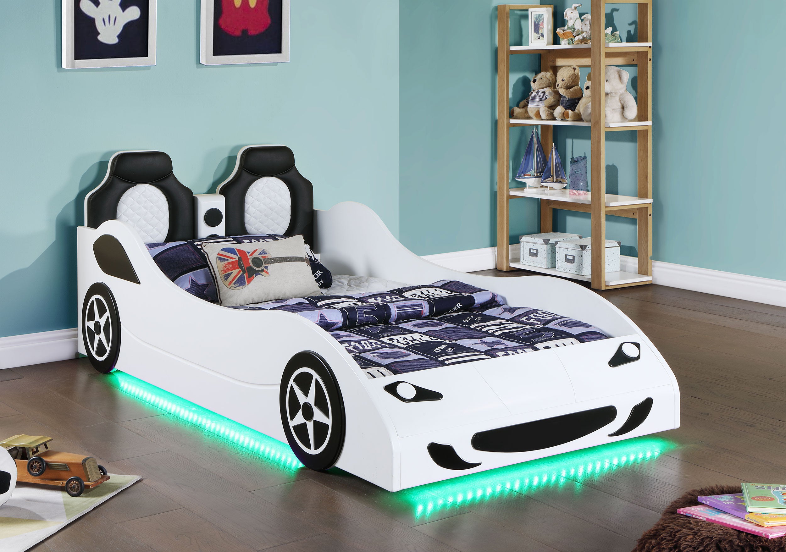 Cruiser Wood Twin LED Race Car Bed White — view 5