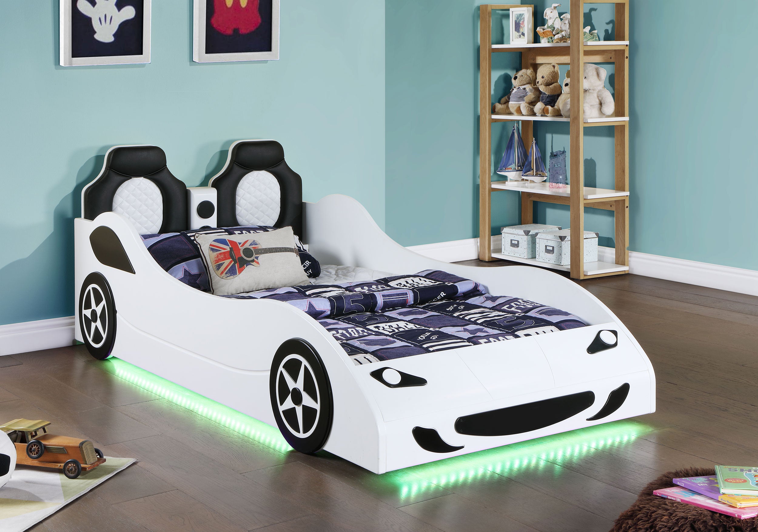 Cruiser Wood Twin LED Race Car Bed White — view 6