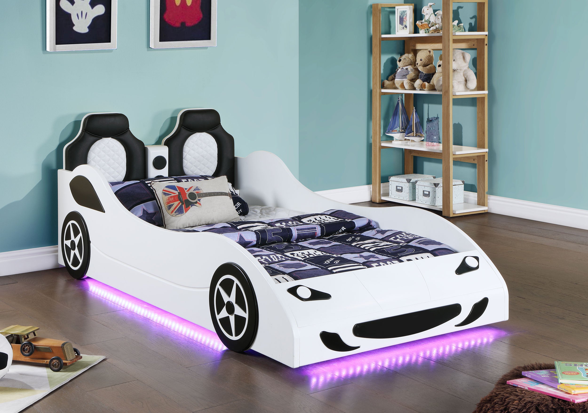 Cruiser Wood Twin LED Race Car Bed White — view 8