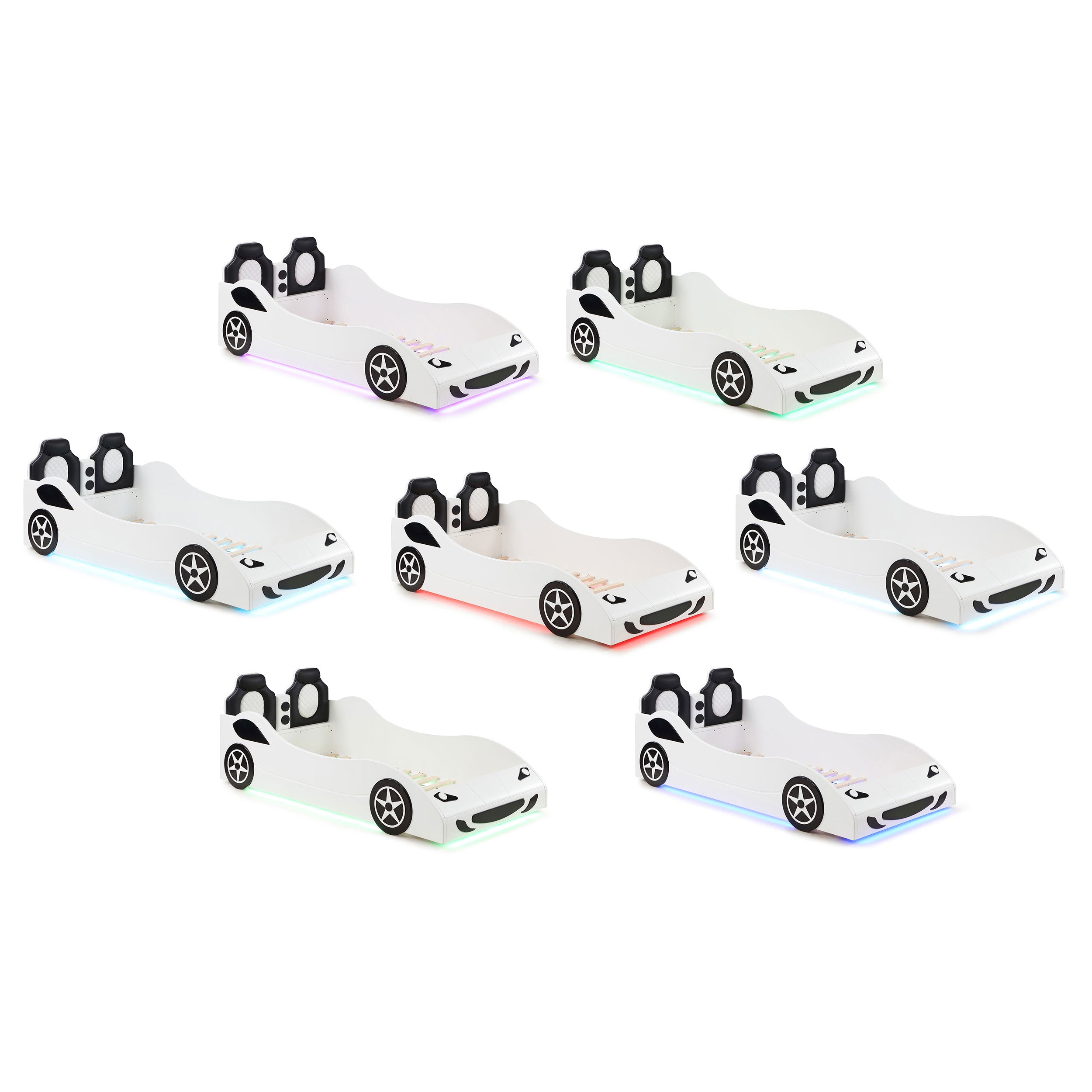 Cruiser Wood Twin LED Race Car Bed White — view 11