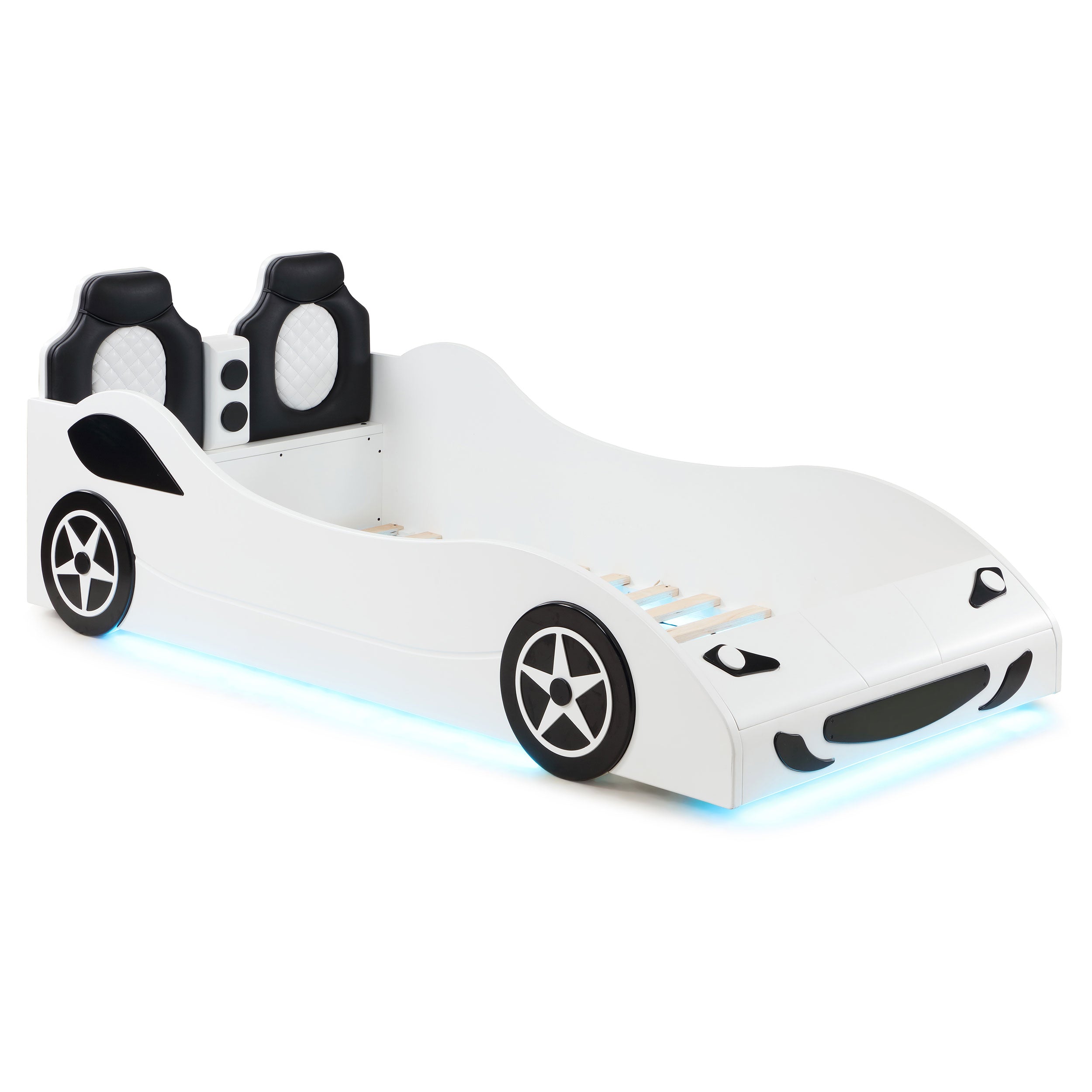 Cruiser Wood Twin LED Race Car Bed White — view 1