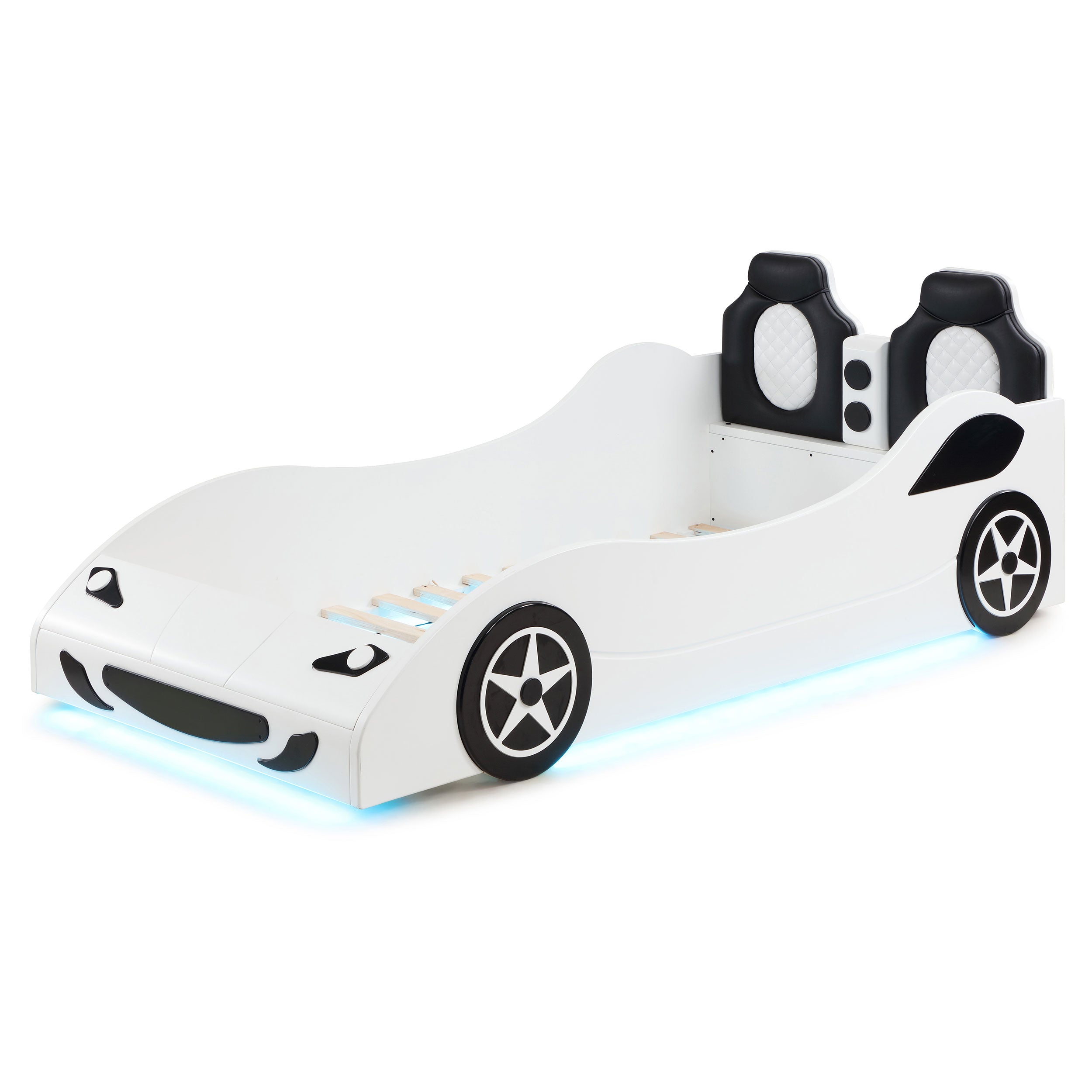 Cruiser Wood Twin LED Race Car Bed White — view 14