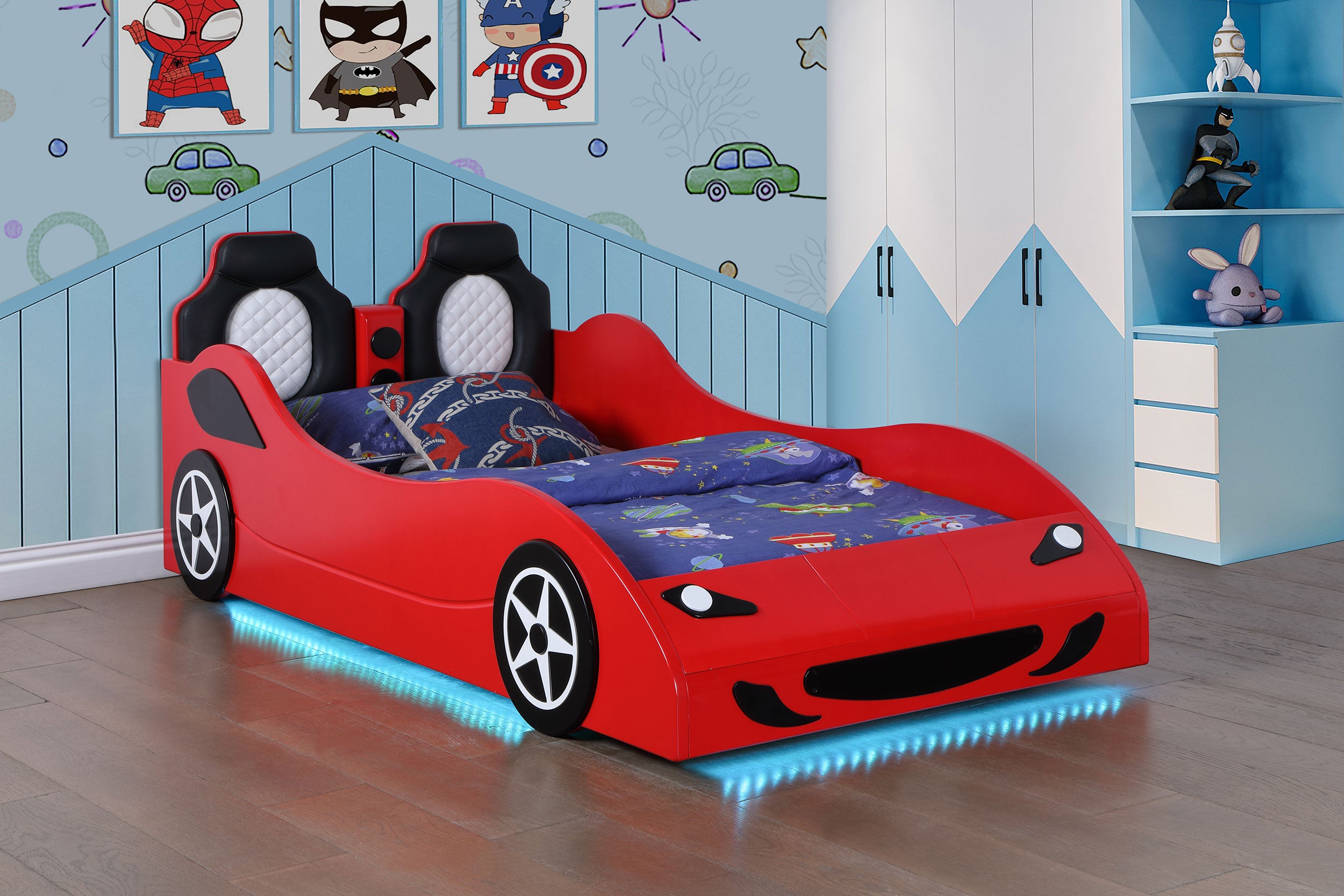 Cruiser Wood Twin LED Race Car Bed Red — view 4