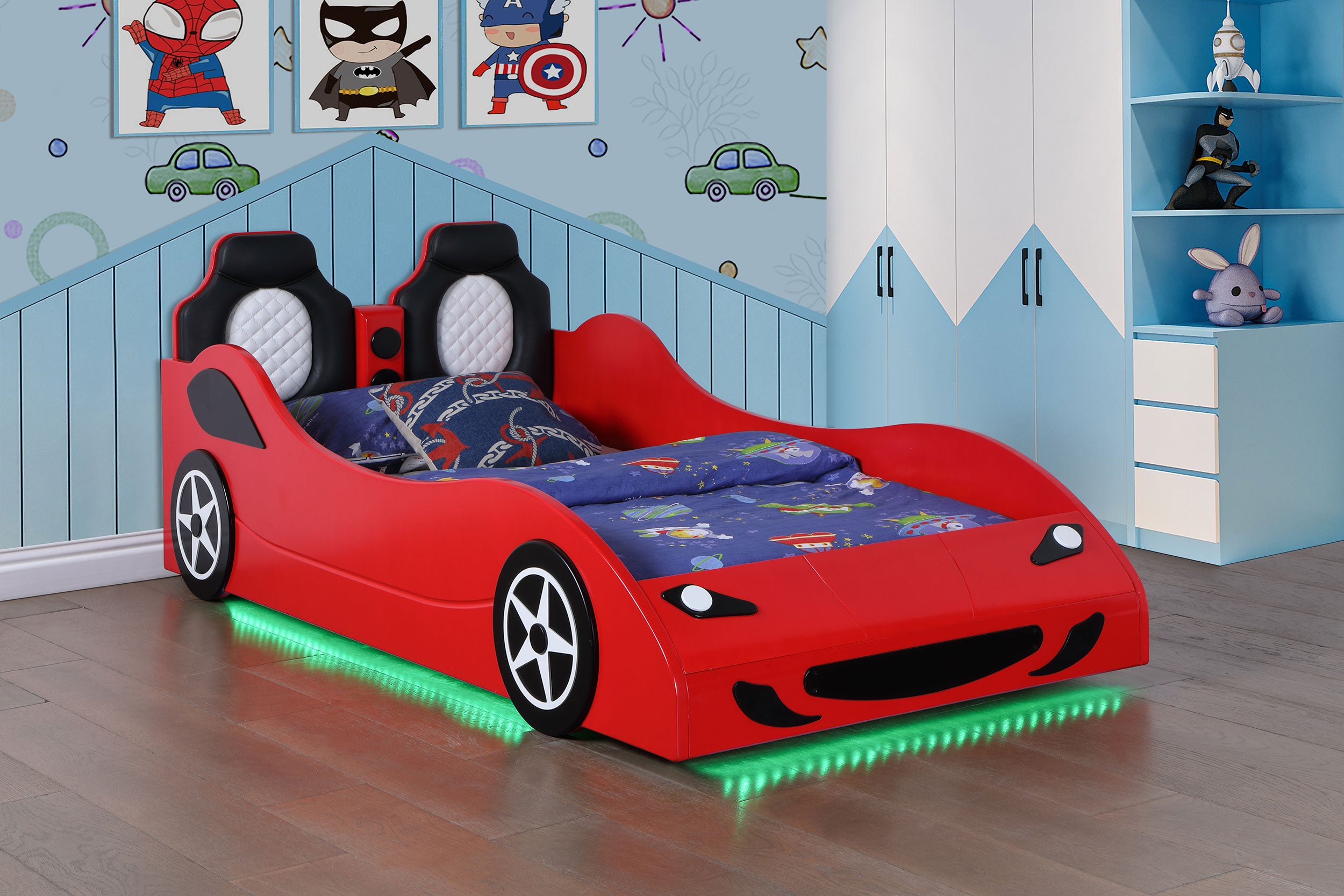 Cruiser Wood Twin LED Race Car Bed Red — view 5
