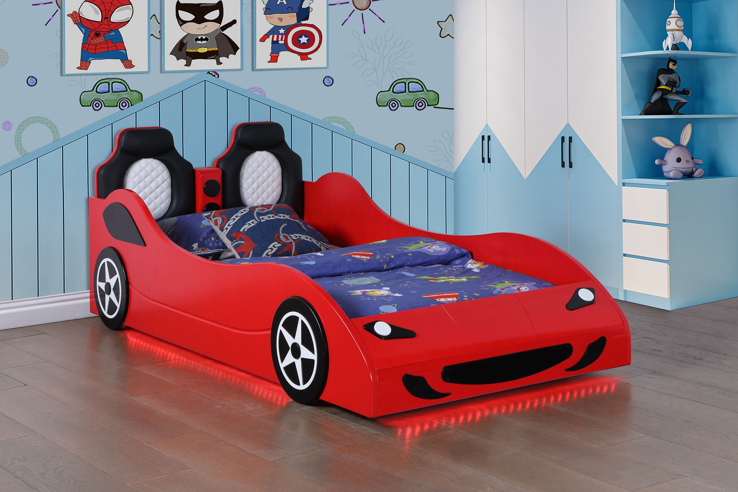 Cruiser Wood Twin LED Race Car Bed Red — view 7