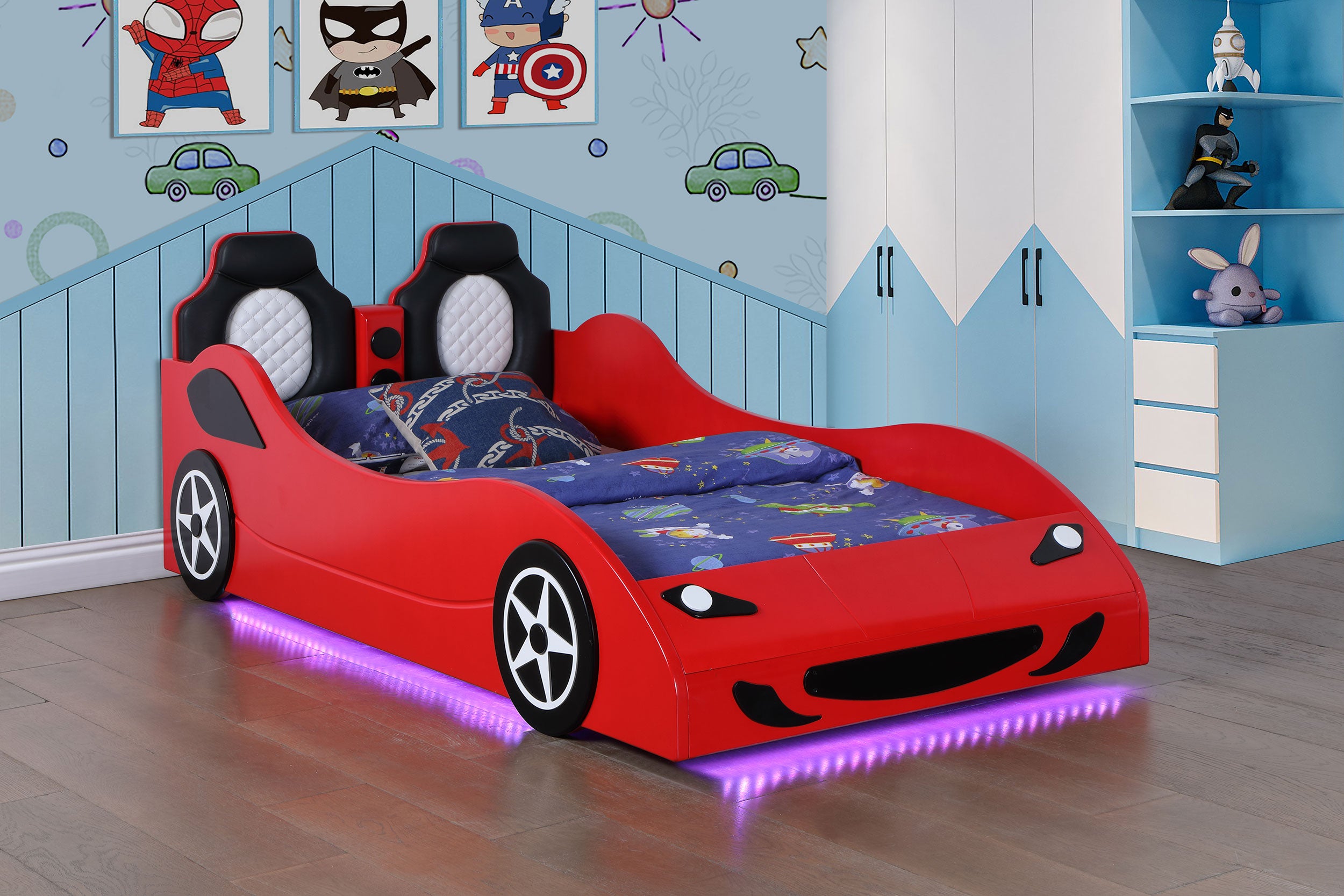 Cruiser Wood Twin LED Race Car Bed Red — view 8