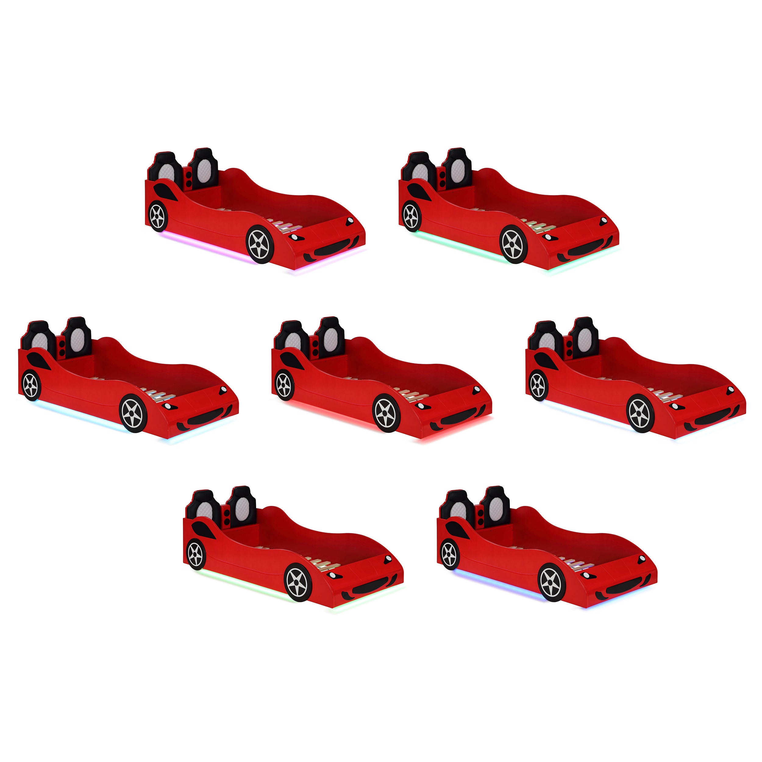 Cruiser Wood Twin LED Race Car Bed Red — view 12