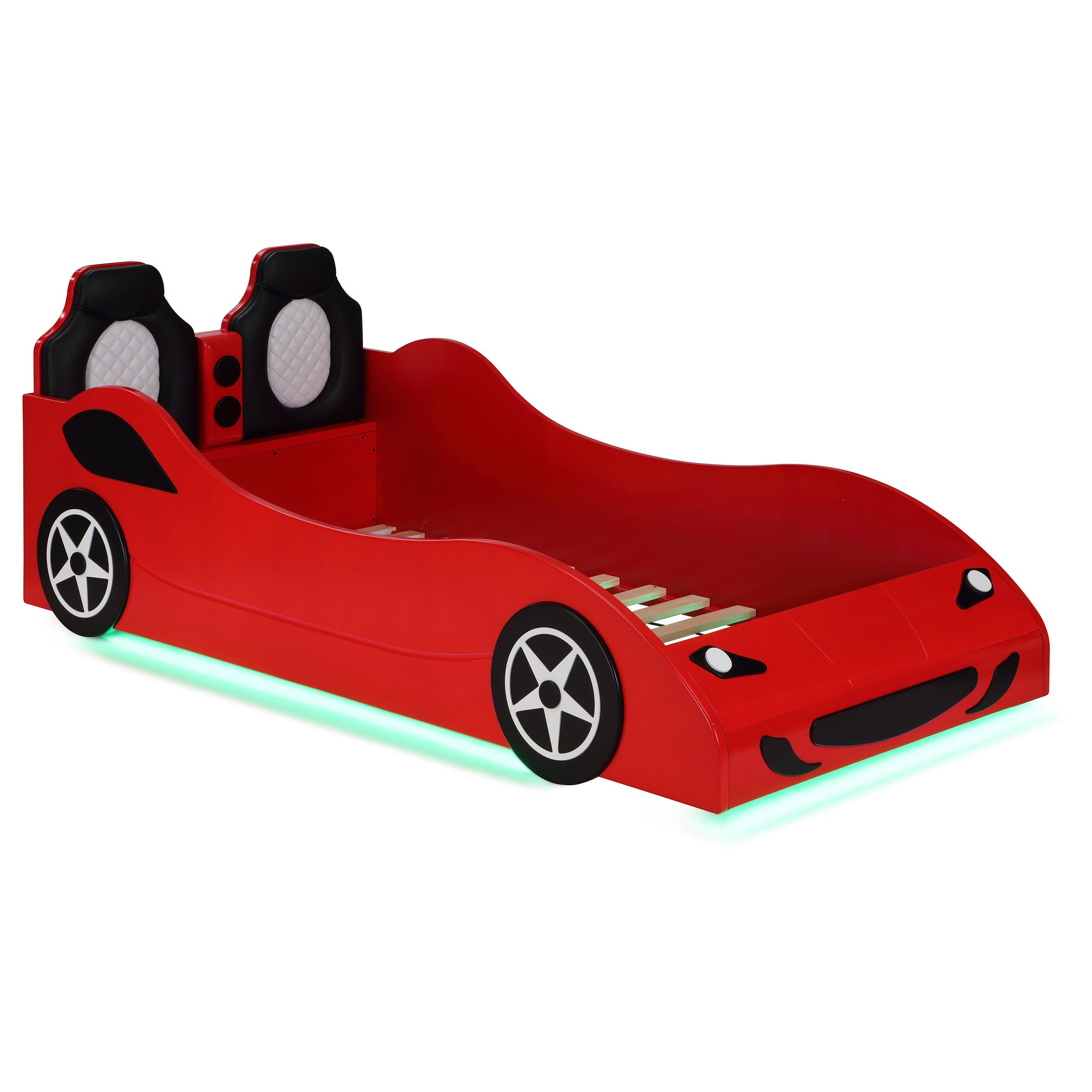Cruiser Wood Twin LED Race Car Bed Red — view 1