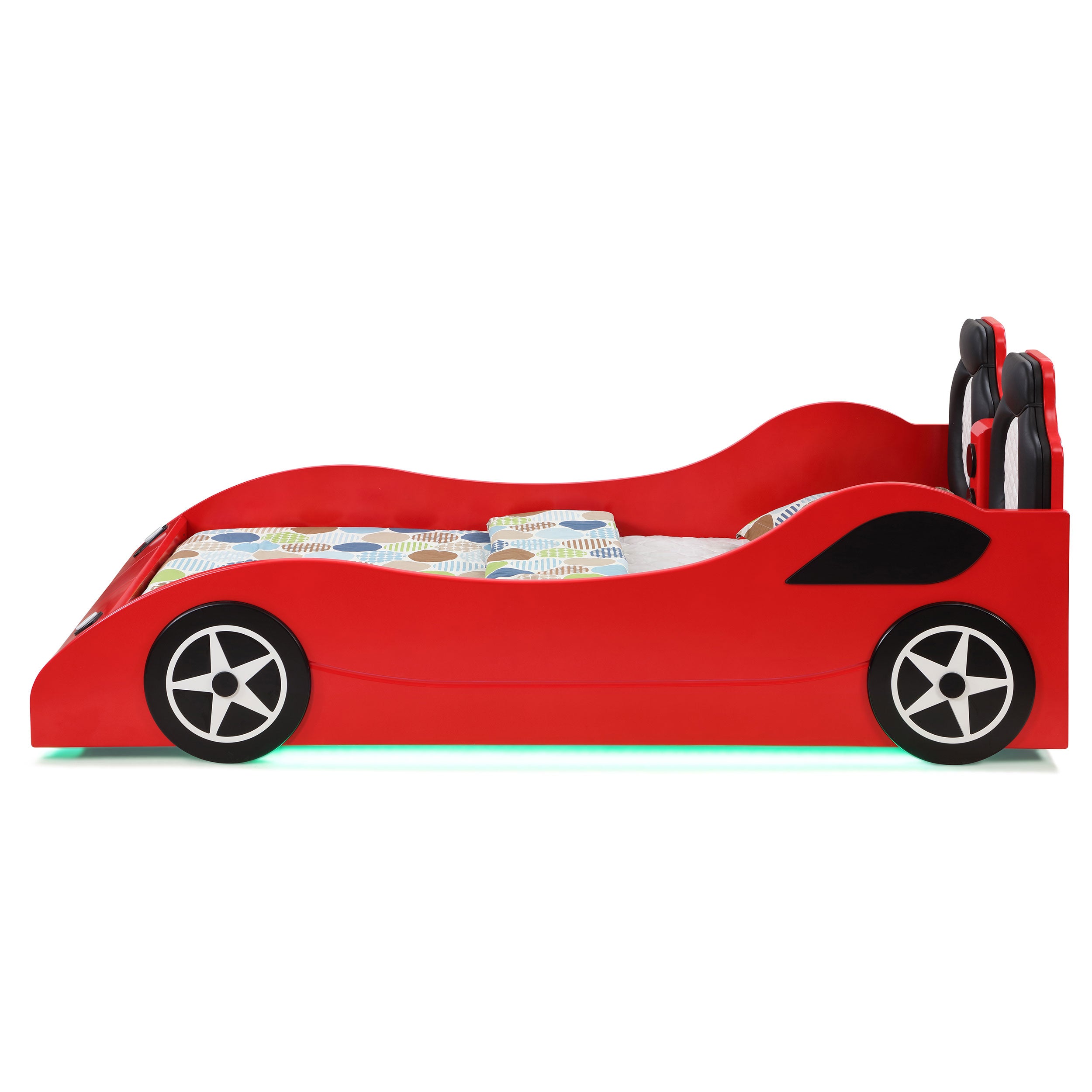 Cruiser Wood Twin LED Race Car Bed Red — view 16