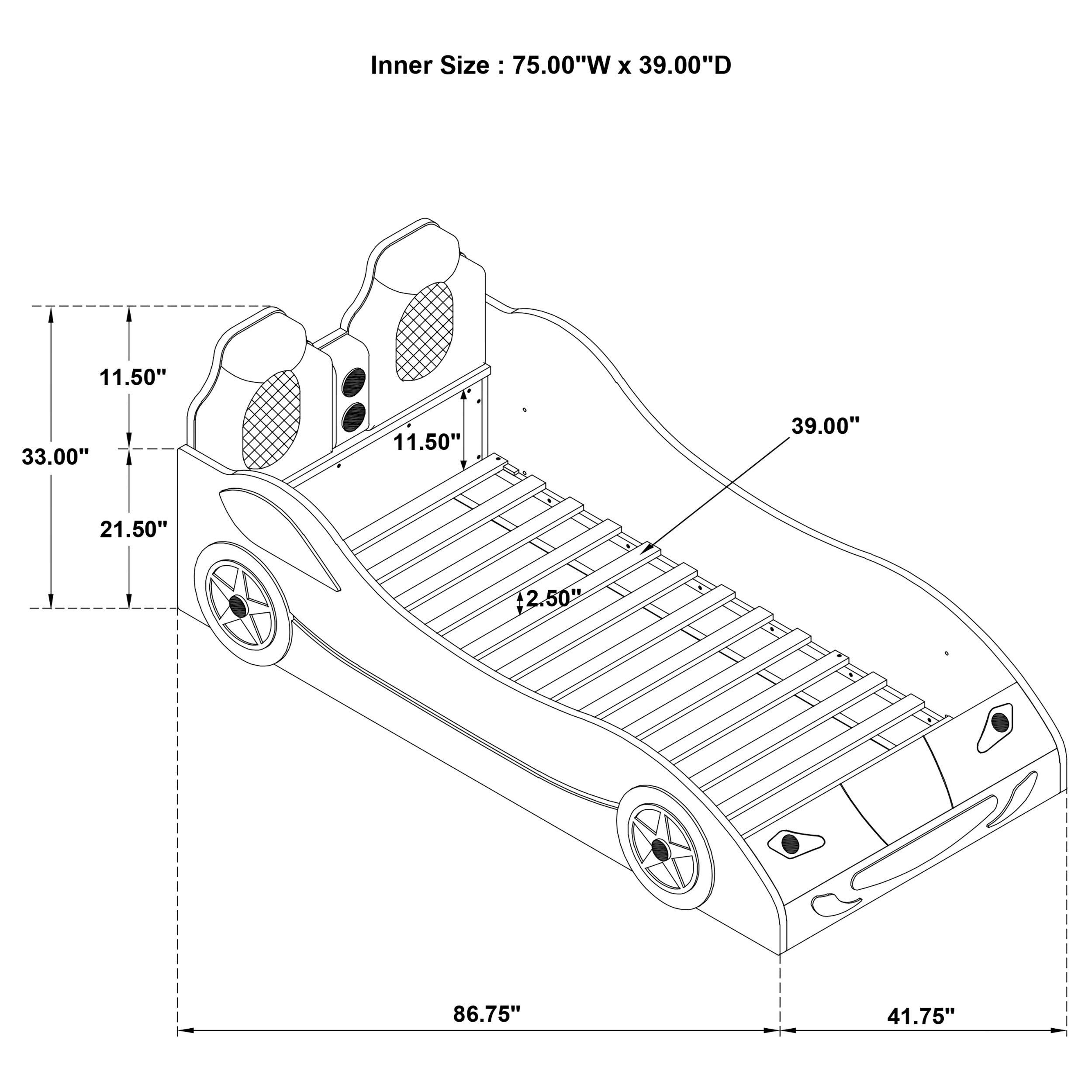 Cruiser Wood Twin LED Race Car Bed Red — view 20