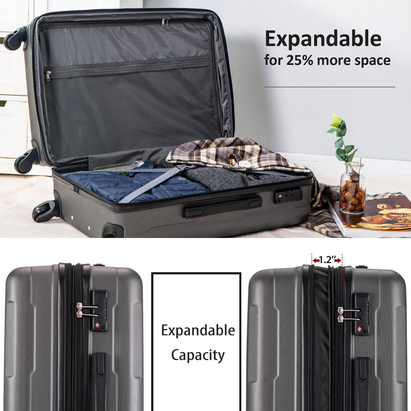 Expanable Spinner Wheel 2 Piece Luggage Set ABS Lightweight Suitcase With Tsa Lock 20" / 28"