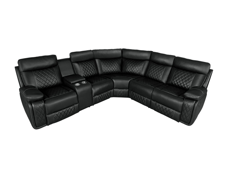 Home Theater Seating Manual Recliner With Cup Holder, Hide-Away Storage PU Reclining Sofa For Living Room, Home Theater, Black