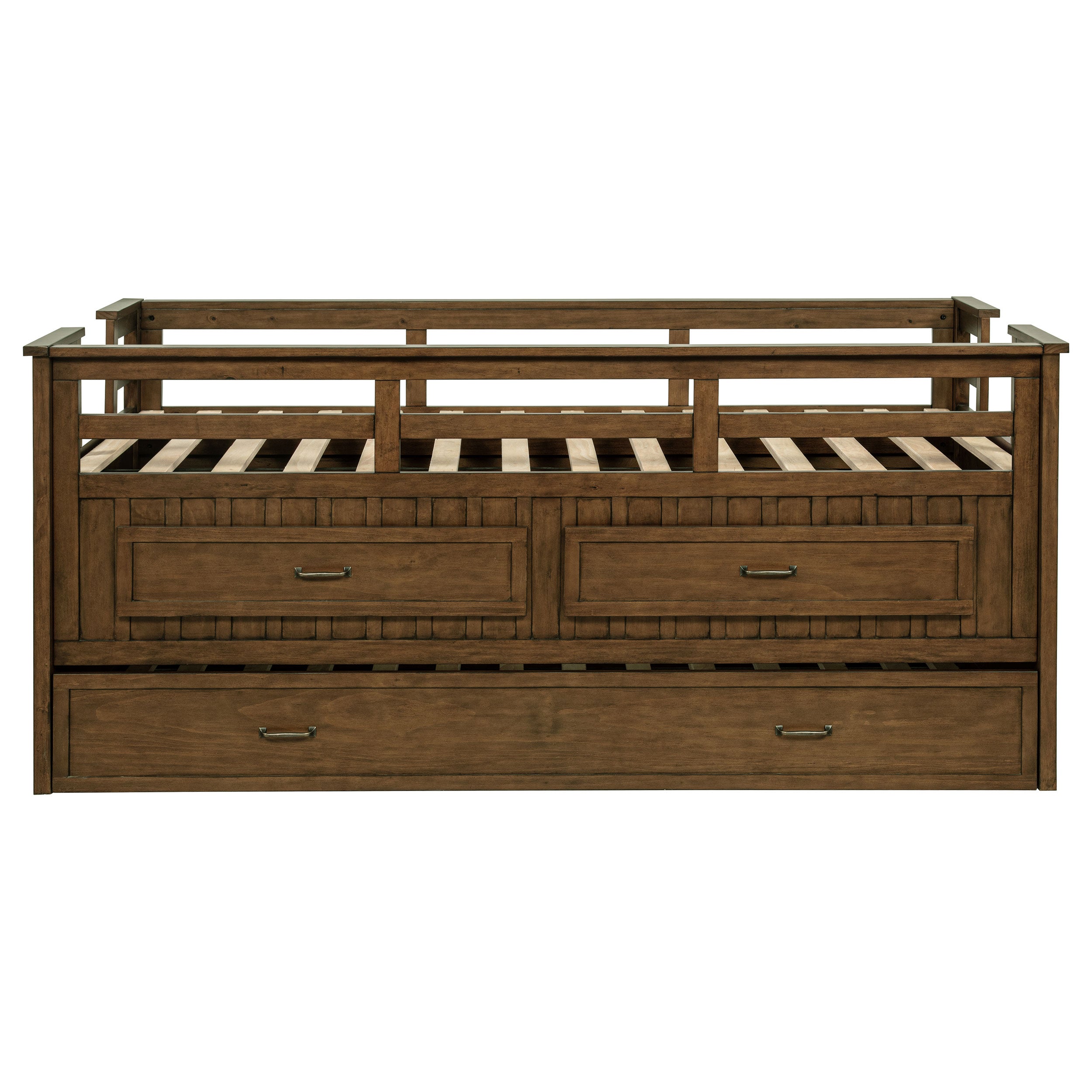 Carlsbad Wood Twin Captains Bed With Trundle Medium Brown — view 5