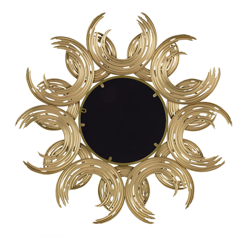 Sunburst Metal Decorative Mirror With, Boho Wall Decor Sun Mirror For Living Room Bathroom Enterway - Gold