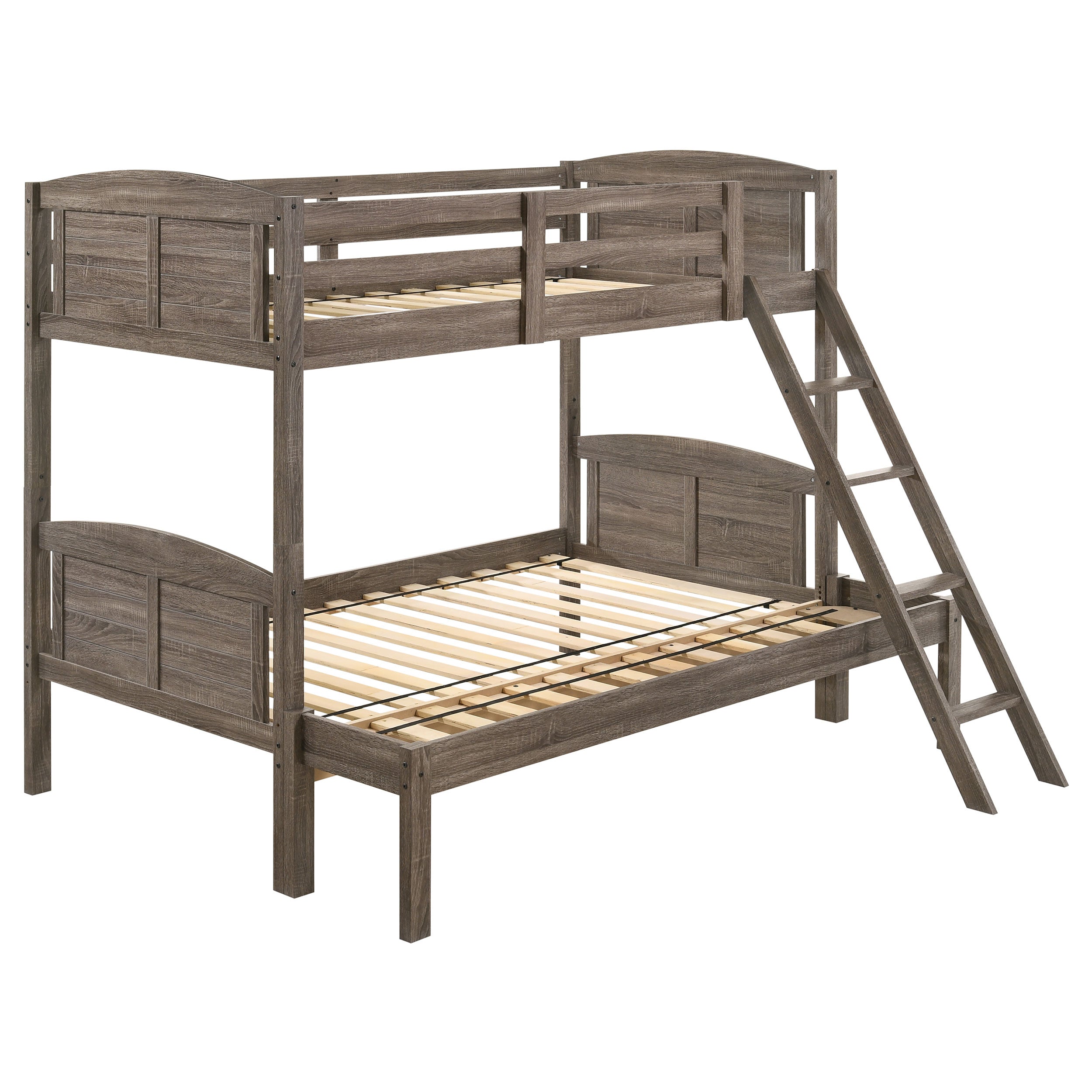 Flynn Wood Twin Over Full Bunk Bed Weathered Brown — view 1