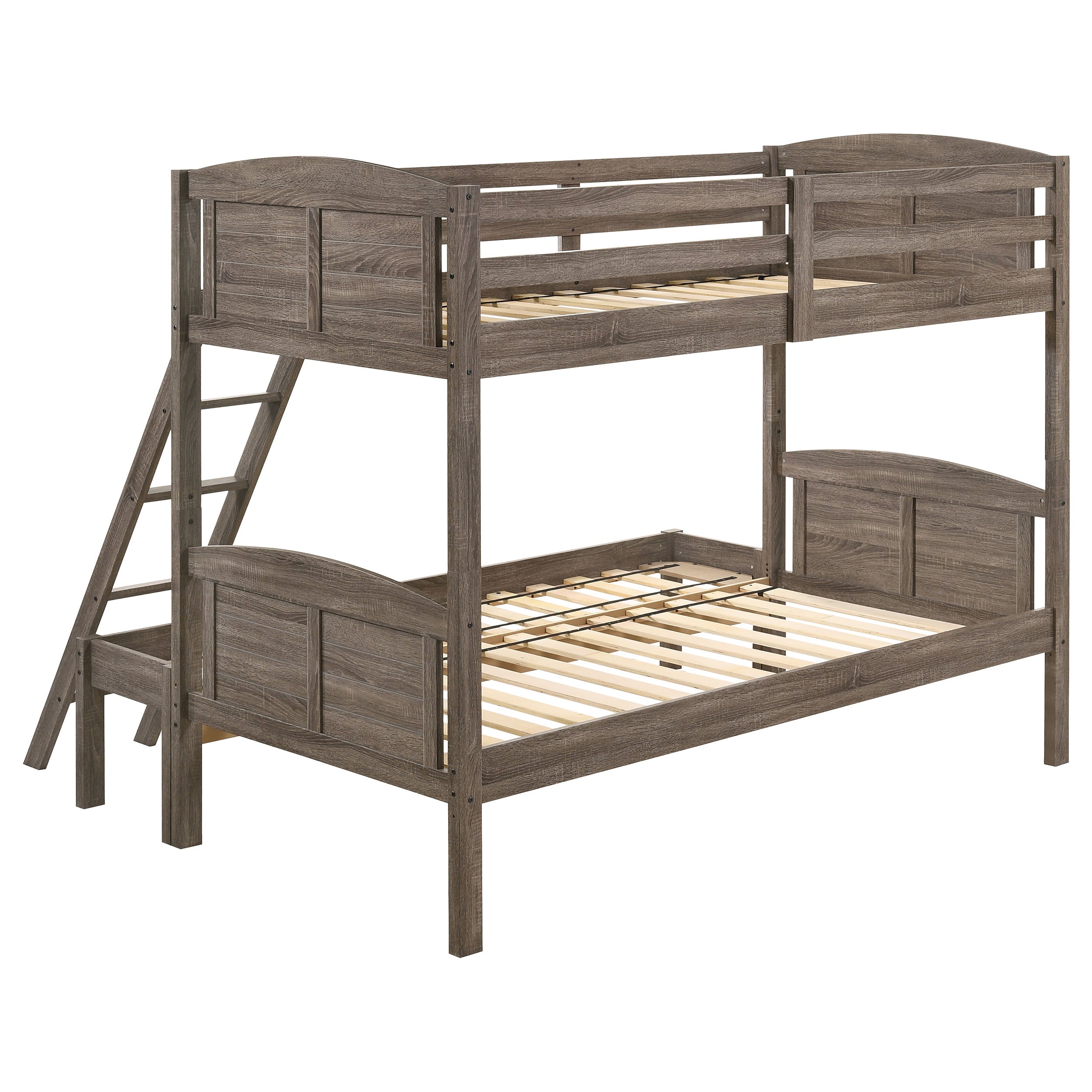 Flynn Wood Twin Over Full Bunk Bed Weathered Brown — view 4
