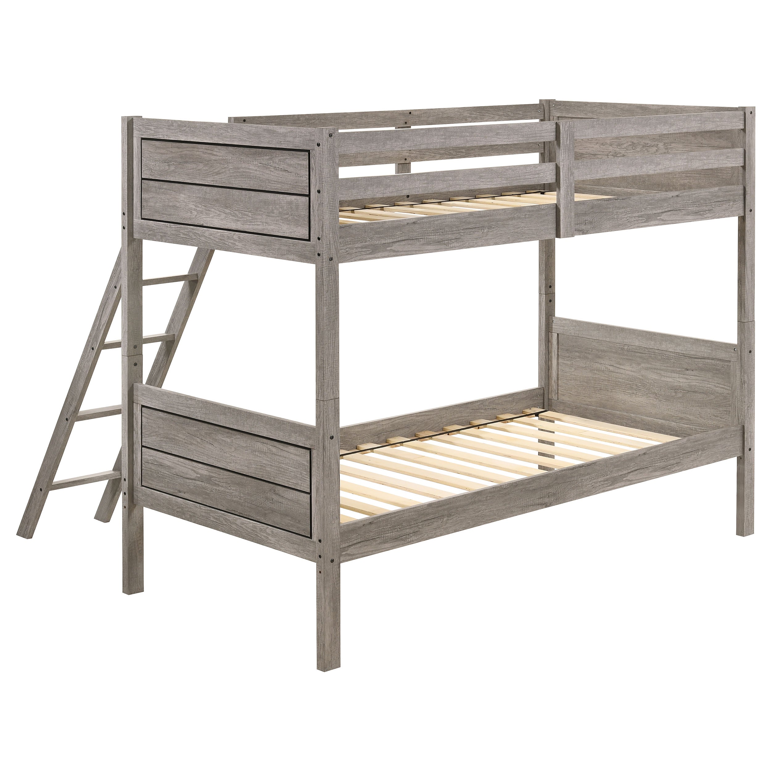 Ryder Wood Twin Over Twin Bunk Bed Weathered Taupe — view 4