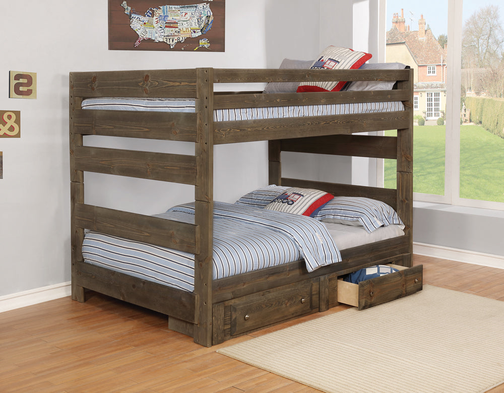 Wrangle Hill Wood Full Over Full Bunk Bed Gun Smoke — view 2