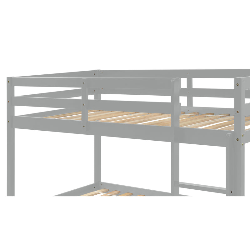 Twin over Twin Floor Bunk Bed,Grey(New SKU:W504P148536)