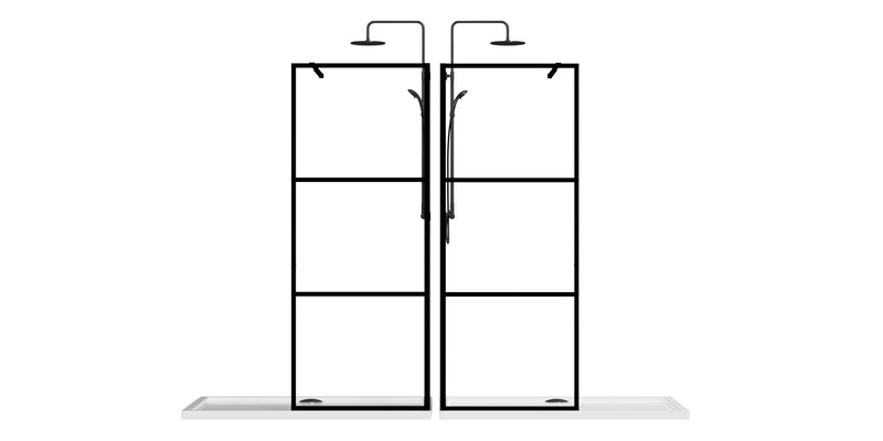 Shower Screen Door Walk In Wet Room, 3 Panel Style - Black