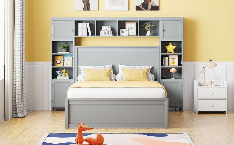 Bed With All In One Cabinet, Shelf And Sockets, Trundle