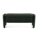 Elegant Long Shaped Storage Ottoman Bench, Boucle Material, Simple And Grand Design - Dark Green
