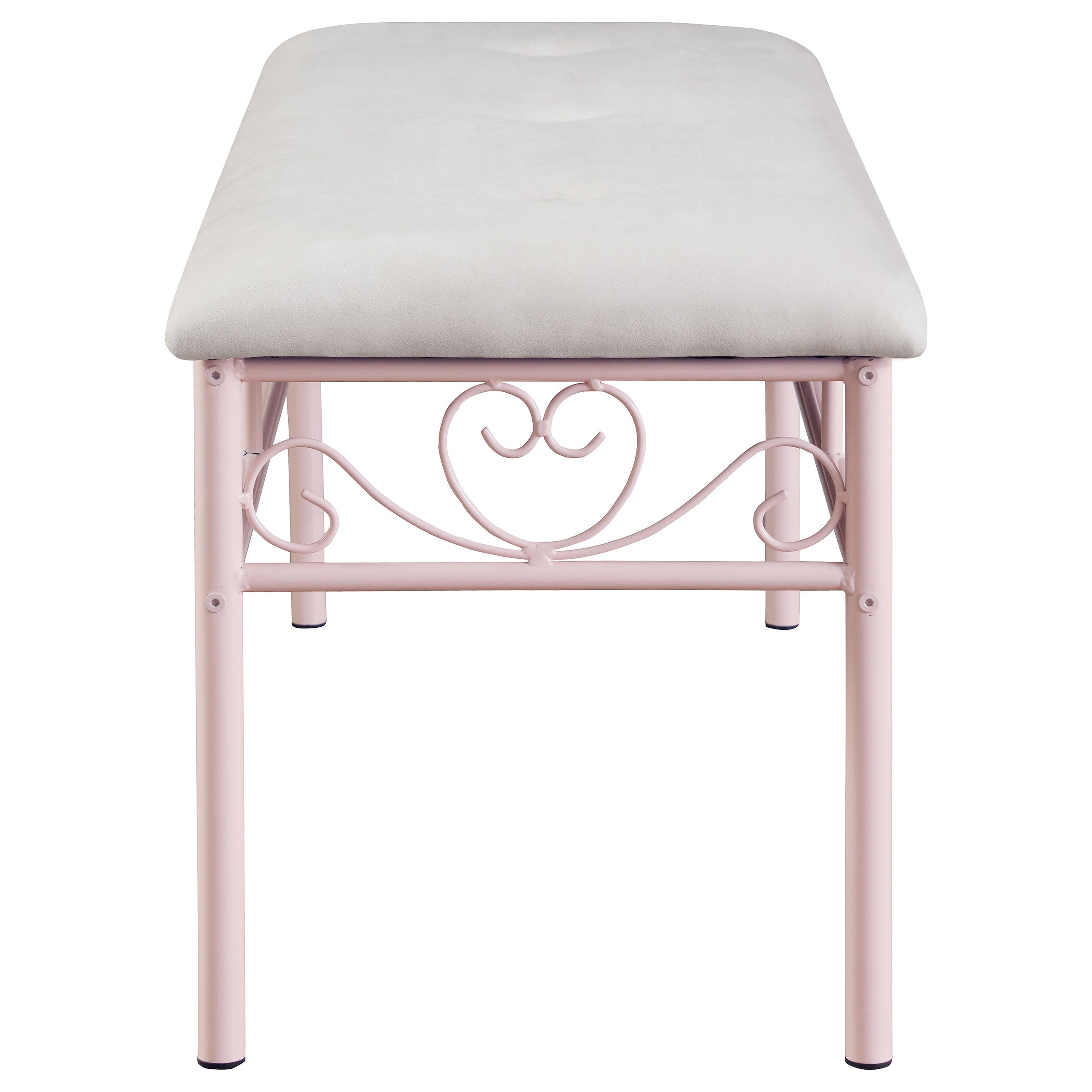 Massi Fabric Upholstered Bench White and Powder Pink — view 4