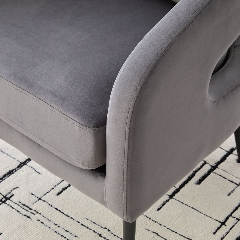 Open Back Accent Chair, Round Sofa Lounge Armchair - Charcoal