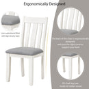 Retro Style 7 Piece Dining Table Set With Extendable Table And 6 Upholstered Chairs - Gray / White