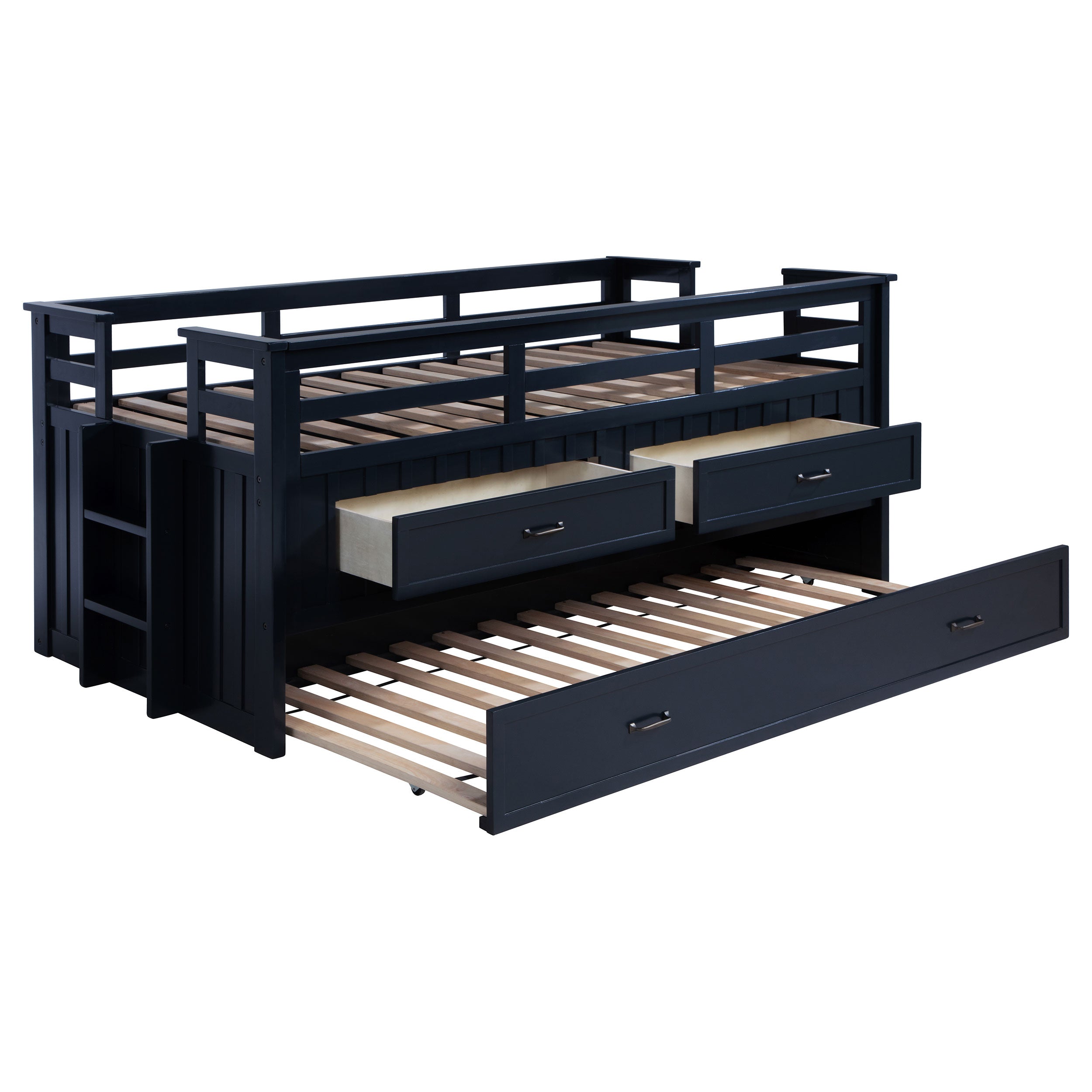 Carlsbad Wood Twin Captains Bed With Trundle Navy Blue — view 4