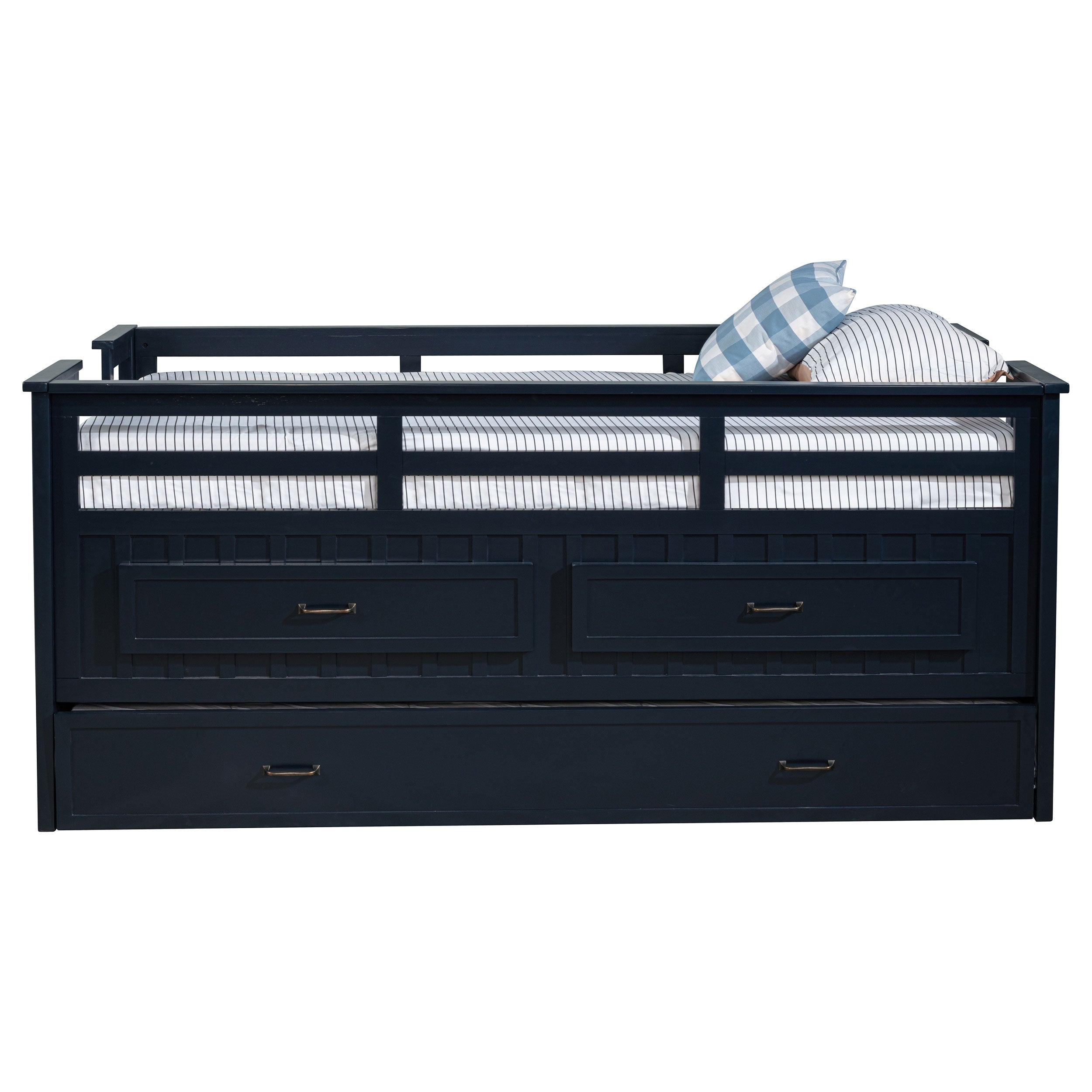 Carlsbad Wood Twin Captains Bed With Trundle Navy Blue — view 5