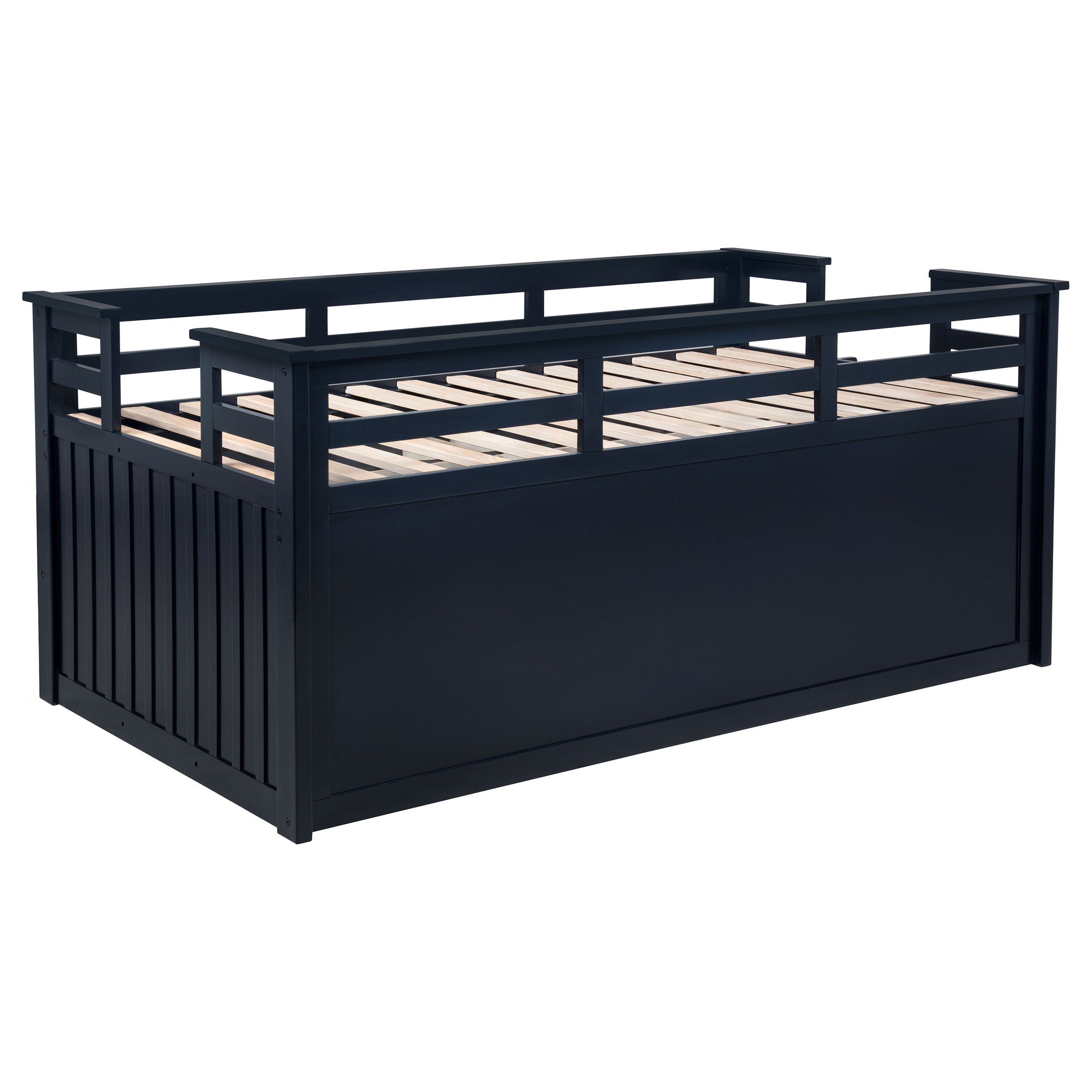 Carlsbad Wood Twin Captains Bed With Trundle Navy Blue — view 9