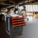 Removable 4 Drawer Metal Tool Cart With Lock - Black / Red