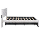 Upholstered Platform Bed With Brick Pattern Headboard And Twin Long Size Trundle