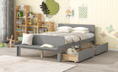 Full Bed with Footboard Bench,2 drawers,Grey