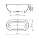 Small Size Stone Resin Solid Surface Oval Shape Freestanding Bathtub For The Bathroom - Matte White