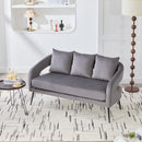 Open Back Loveseat Settee With 3 Pillows