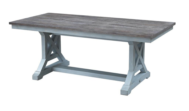 Bar Harbor Hand Painted Plank Style Top Dining Table