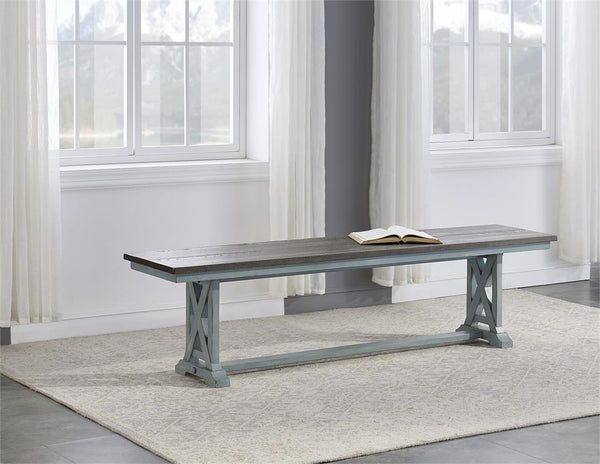 Landings Plank Style Top Dining Bench with Trestle Base