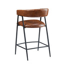 Counter Stools (Set of 2), Upholstered Counter Stools With Iron Frame, Backrest, Footrest, Arm Counter Stools For Home Bar, Kitchen Counter - Brown
