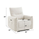 Lalisa - Power Motion Recliner With USB Port - Cream Chenille