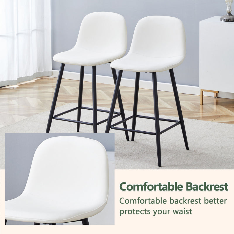 Modern Black Pu Bar Chair Rounded Backrest (Set of 2)