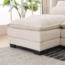 U Shaped Sofa With Console, Cupholders, USB Ports, 6 Seat, Bronzing Suede & Chenille