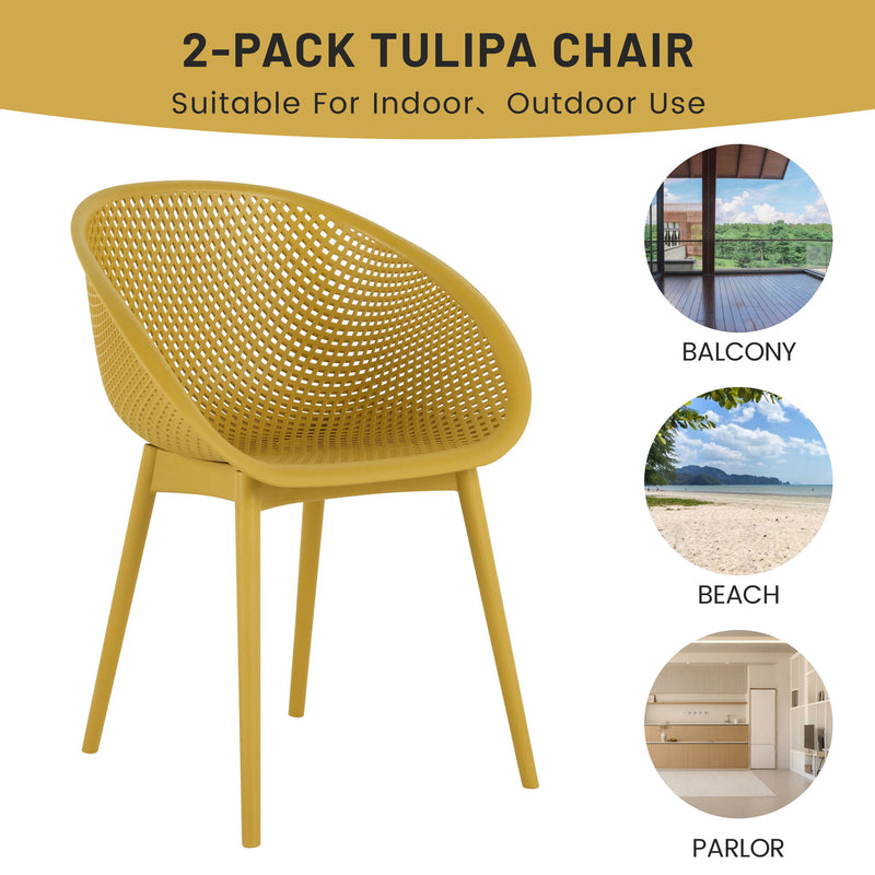 2 Piece Durable Single Chair With Mesh Hollow Out Design