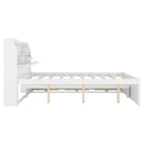 LED Platform Bed With Trundle With Storage Headboard With Drawers