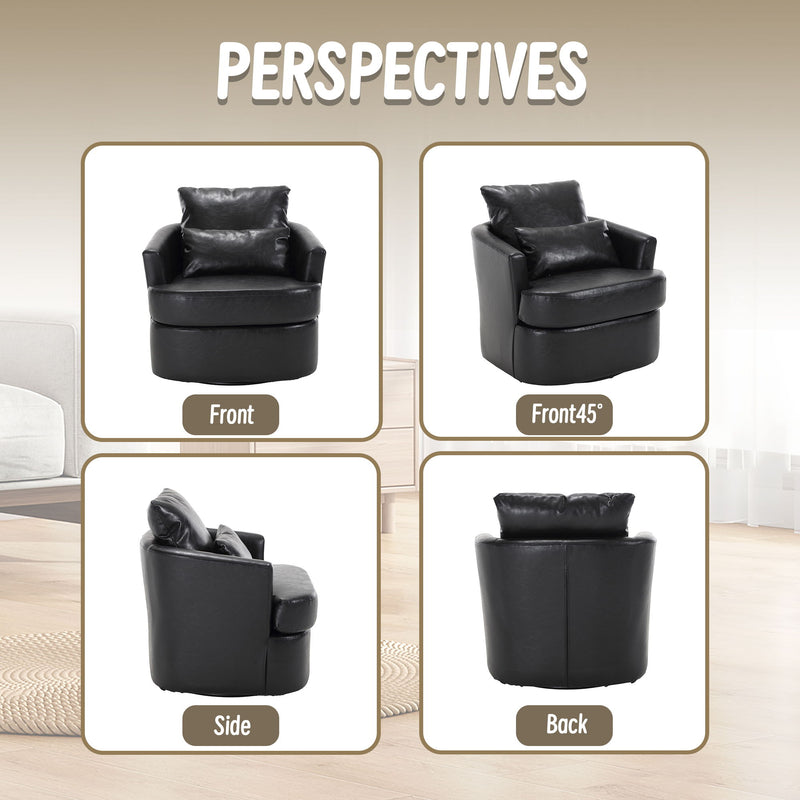 Modern Barrel Comfy Round Accent Sofa Chair, 360 Degree Swivel